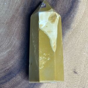 Mookaite jasper tower 6-sided yellow white druzy, anxiety helper
